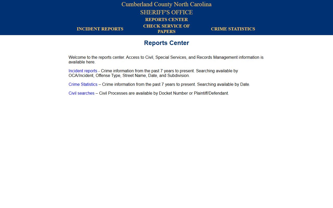 Cumberland County arrest records Sheriff report center