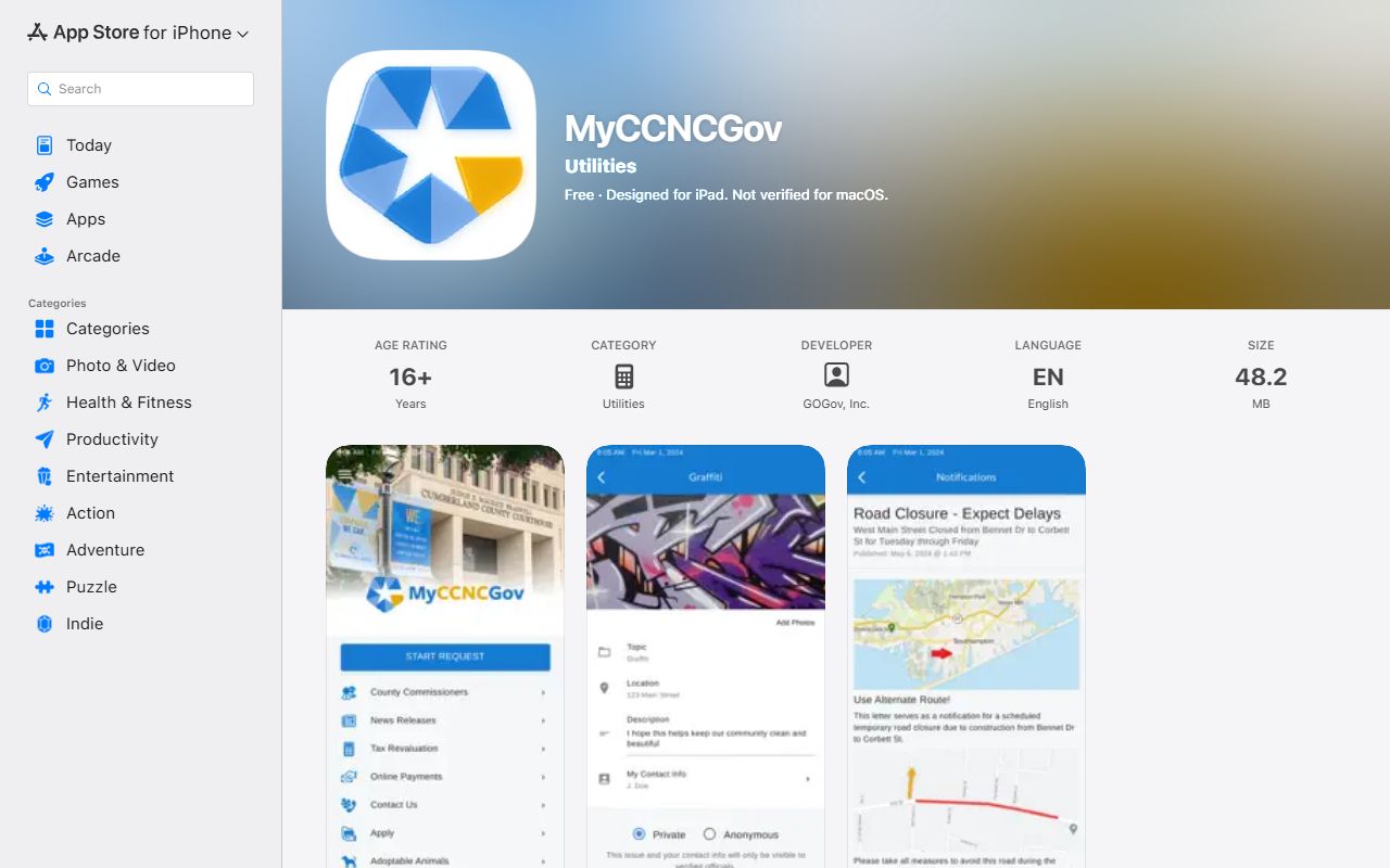 Cumberland County court dockets MyCCNCGov App Store listing