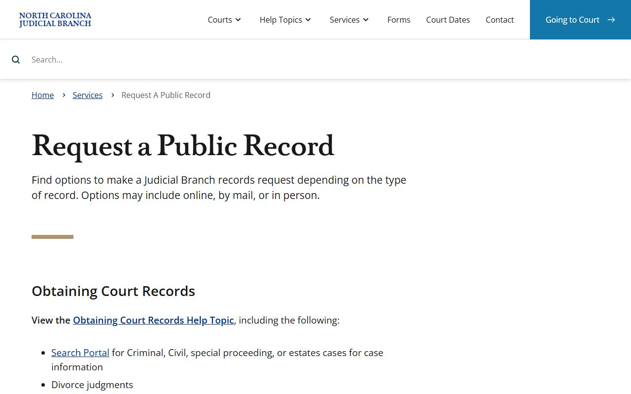 Cumberland County court records public record request page