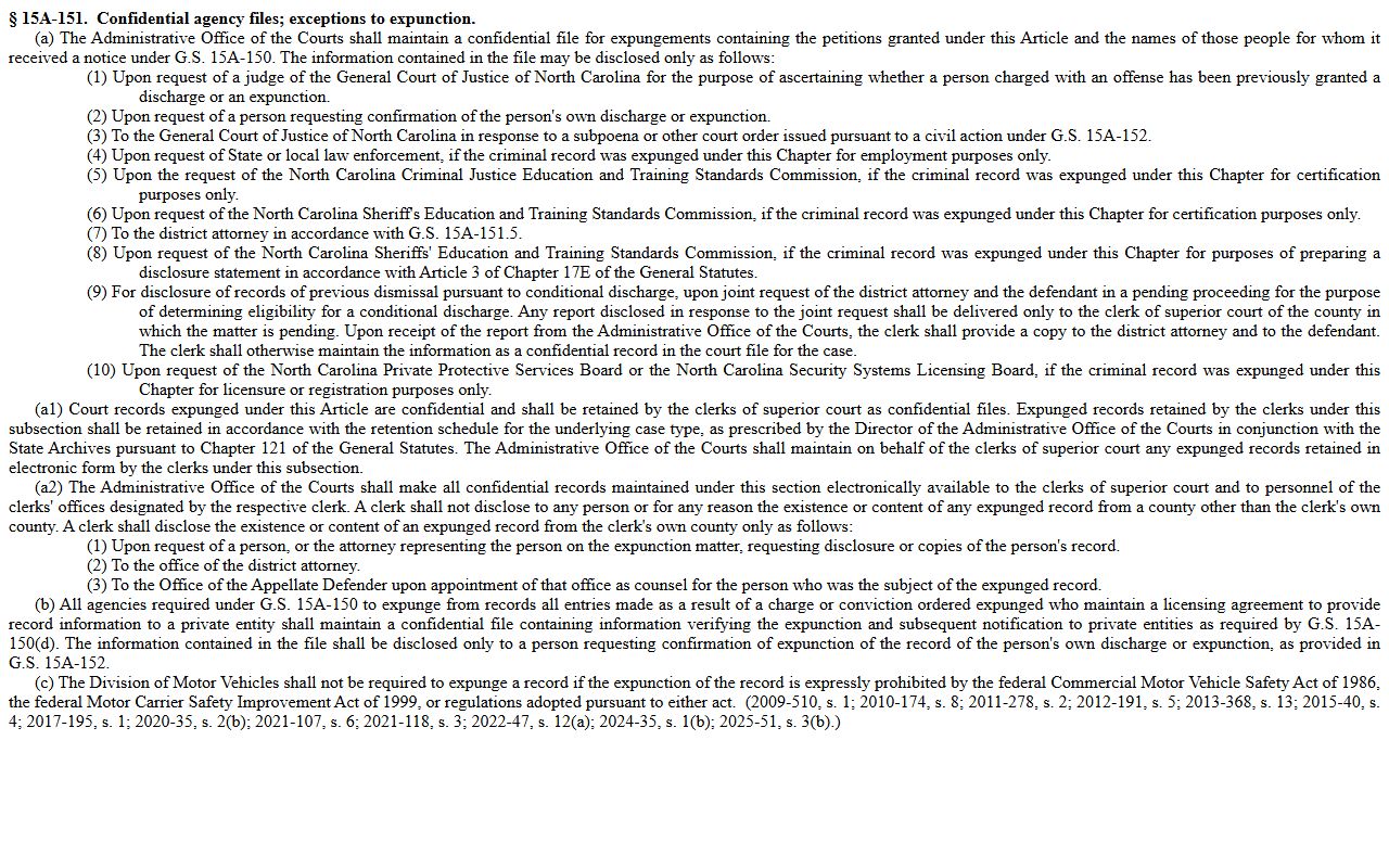 Cumberland County criminal court records confidential expunged files statute