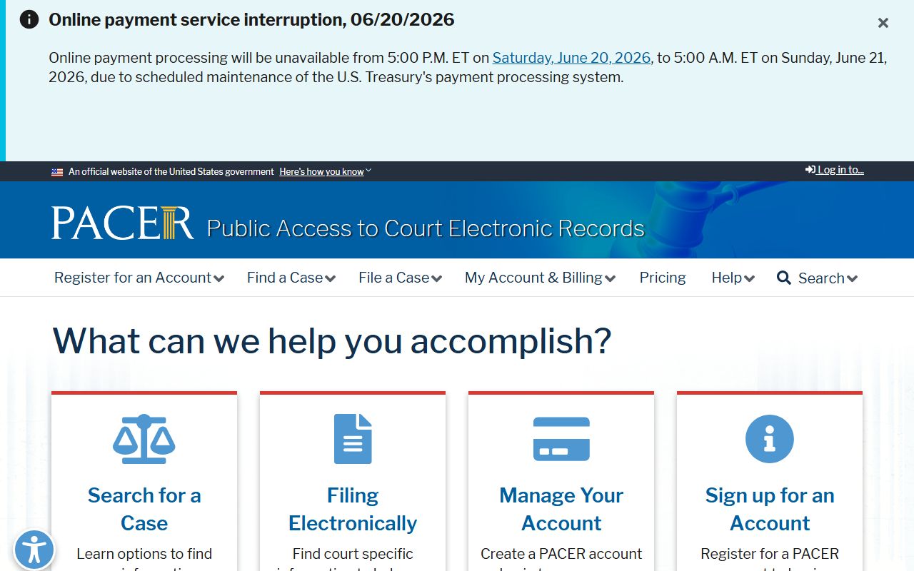 Cumberland County criminal court records PACER federal records