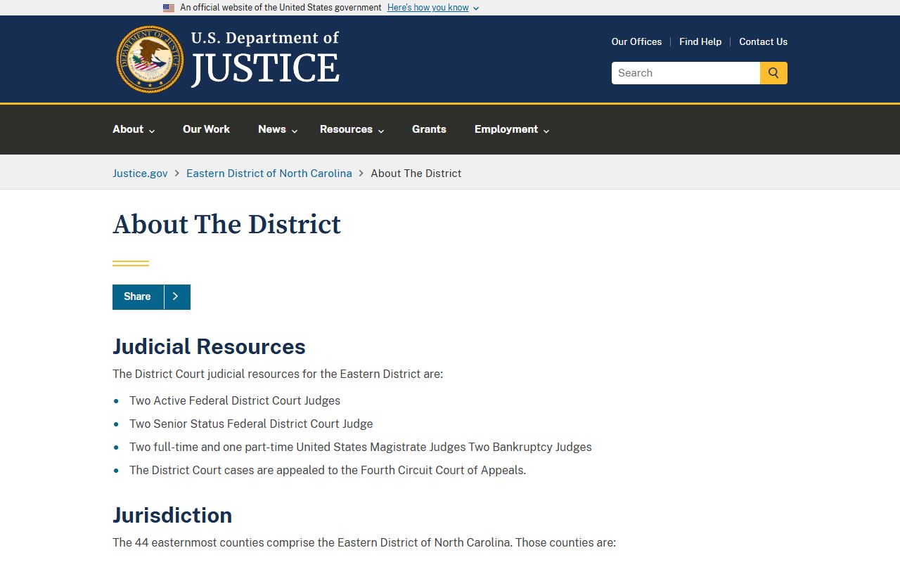 Cumberland County criminal court records U.S. Attorney EDNC district