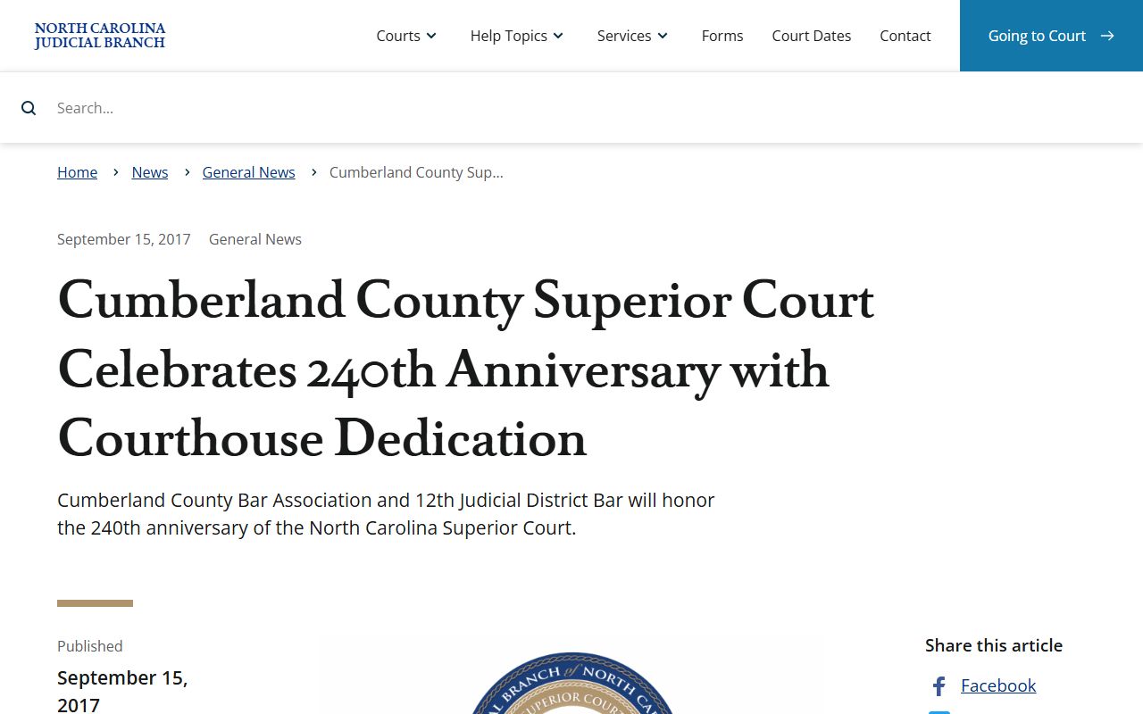 Cumberland County court records courthouse dedication history