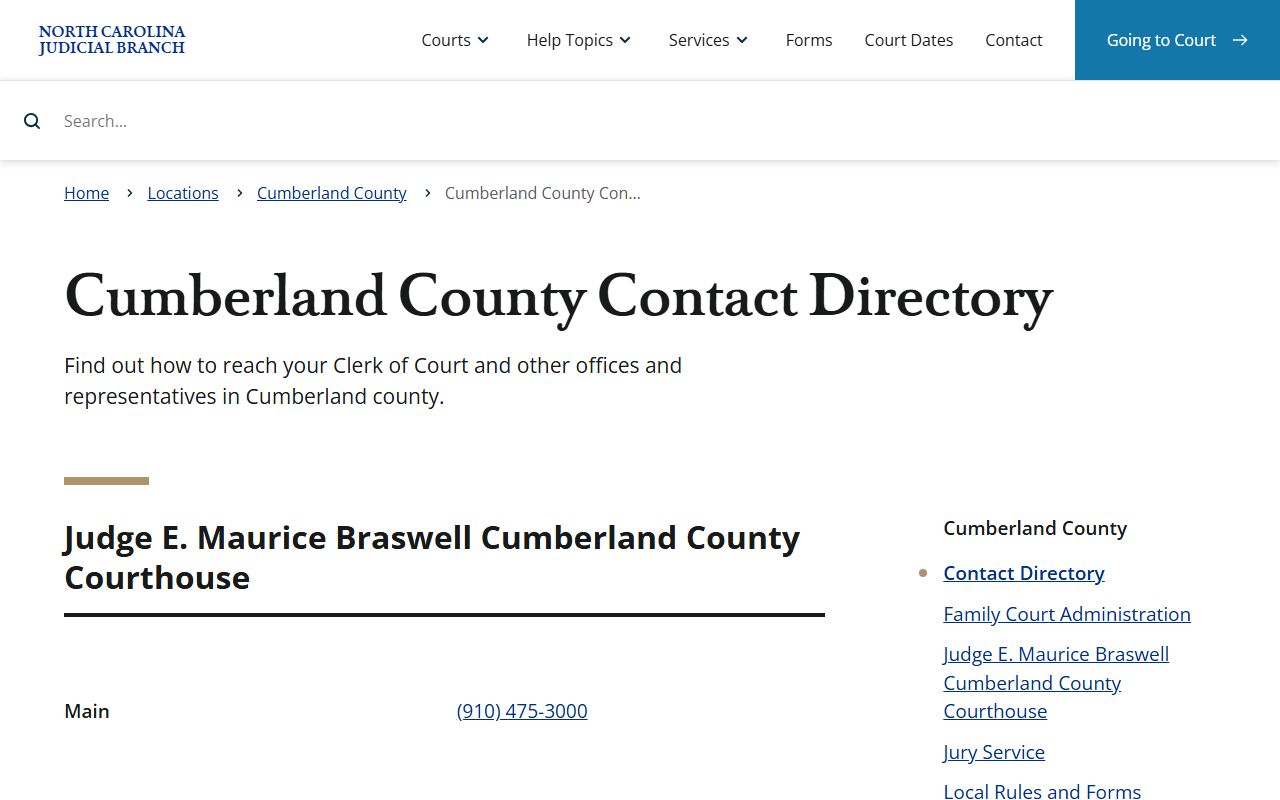 Cumberland County court records contact directory