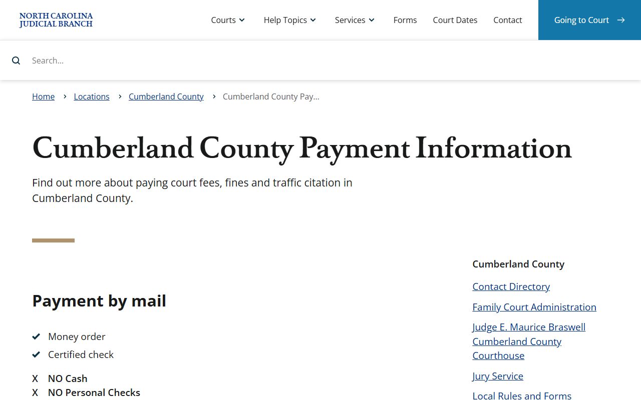 Cumberland County traffic court records payment information