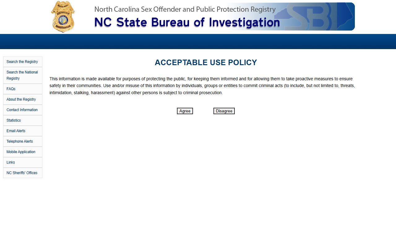 Cumberland County warrant records NC SBI registry